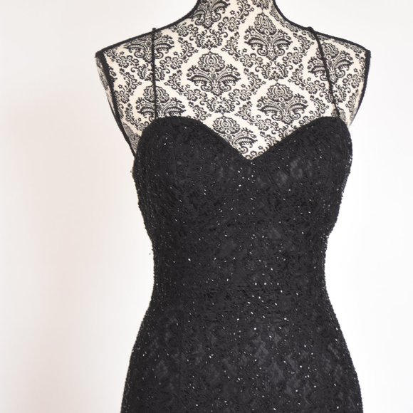 Black Beaded Lace Prom Formal Dress, ~ Jovani New York~ Size 4 - Picture 2 of 11